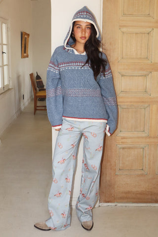 Fair Isle Hooded Knit Sweater