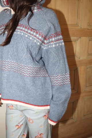 Fair Isle Hooded Knit Sweater