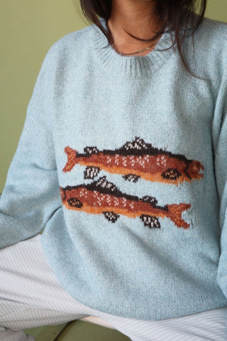 Trout About Knit Sweater in Blue