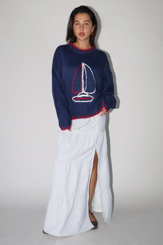 Come Sail Away Sweater in Navy