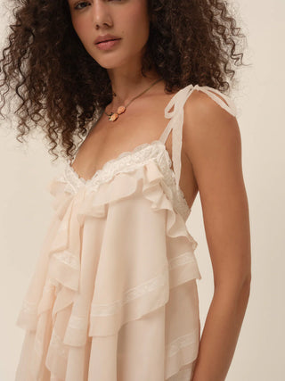 Juniper Ruffle Mini Dress in Peach