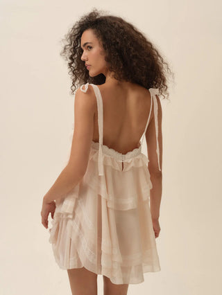 Juniper Ruffle Mini Dress in Peach
