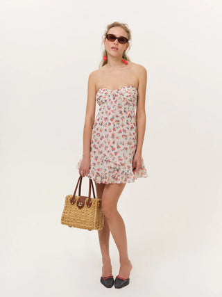 Teagan Mini Dress in Cream & Red