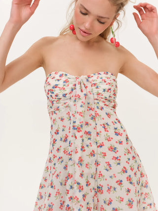 Teagan Mini Dress in Cream & Red