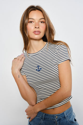 Anchor Striped Beaded Top