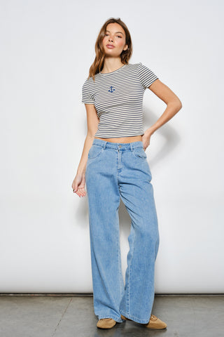 Anchor Striped Beaded Top