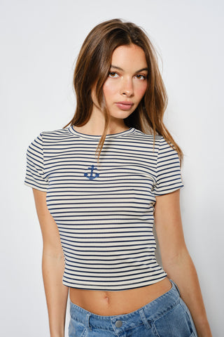 Anchor Striped Beaded Top