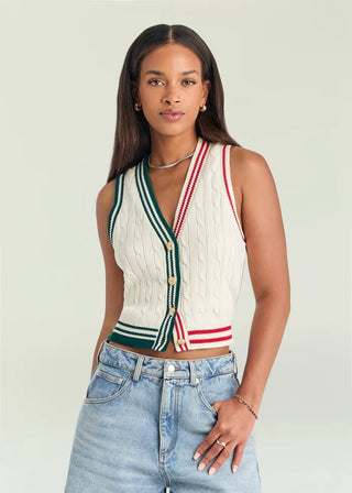 Pearson Vest in Eggshell Varsity