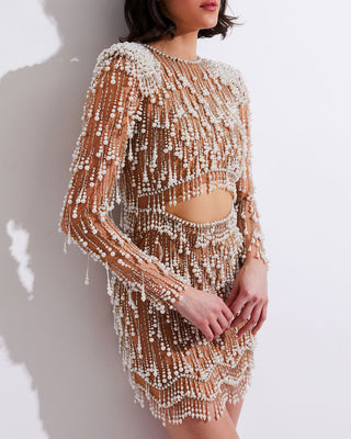 PatBo Fully Beaded Cut-Out Cocktail Dress