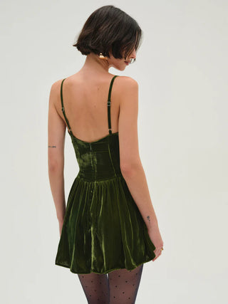 Martini Olive Velvet Mini Dress