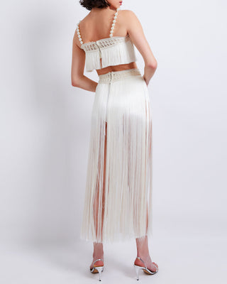 PatBo All-Over Fringe Maxi Skirt with Built-in Bottoms