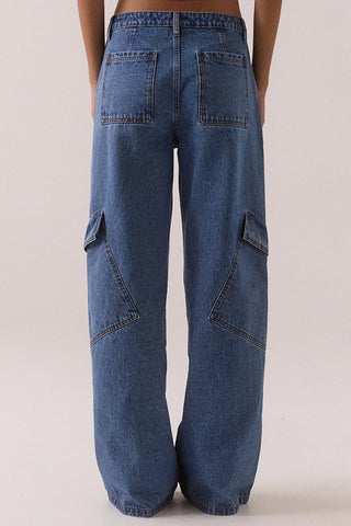 Everett Cargo Jeans in Worn Blue