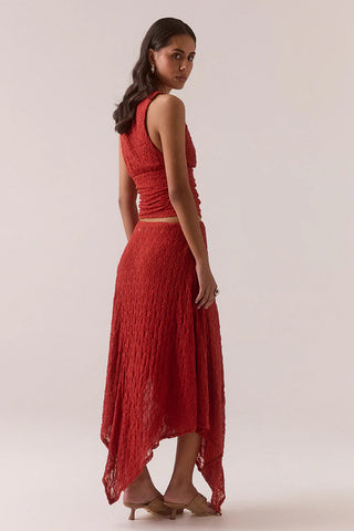 Aaila Lace Skirt in Blood Orange
