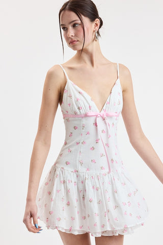 Rosy Ribbon Mini Dress