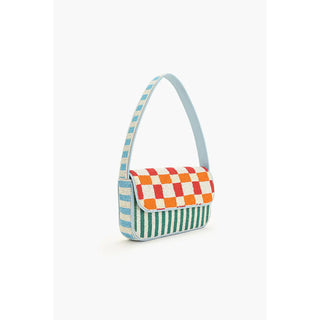 Sunset Check Beaded Shoulder Bag