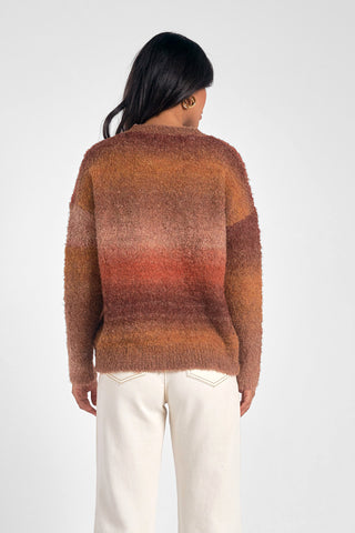 Orange Space Dye Fuzzy Sweater