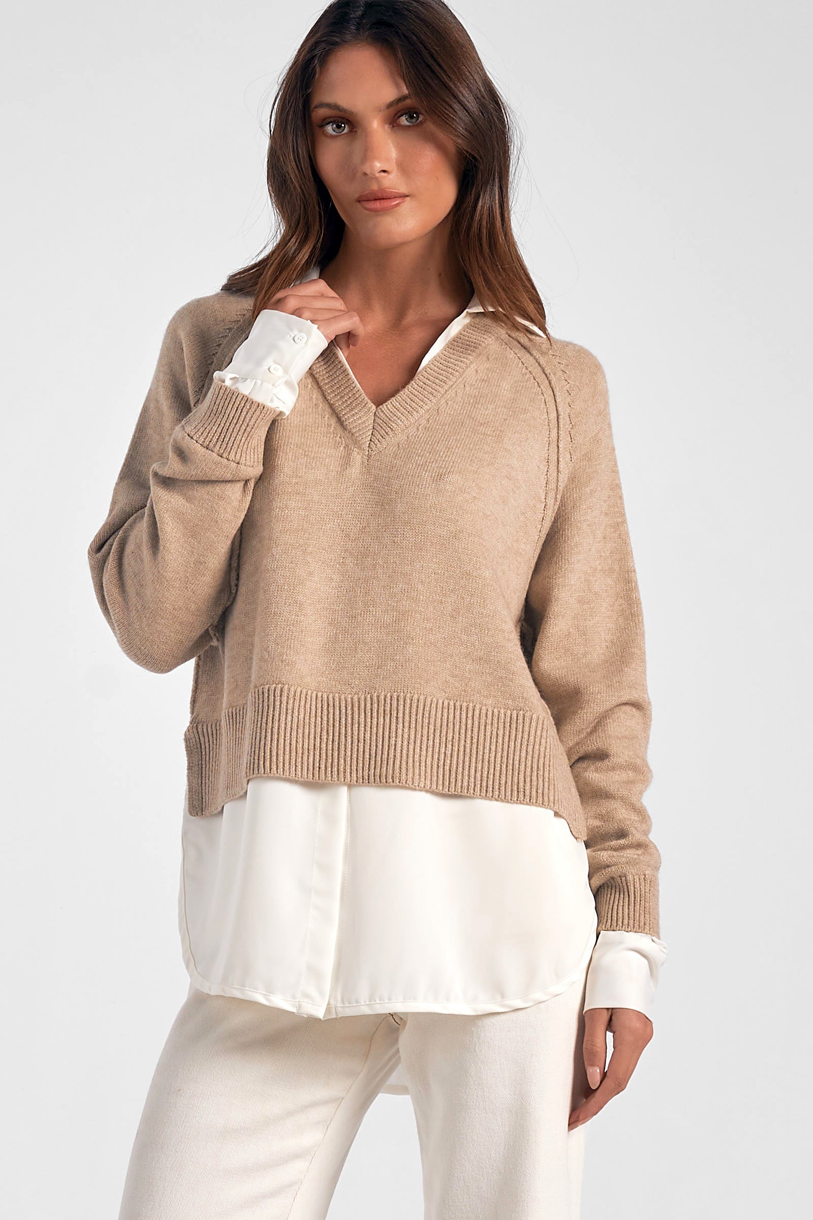 Taupe Sweater Shirt Combo Cattivo