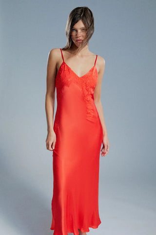 Bardot Avoco Lace Midi Dress in Fire Red