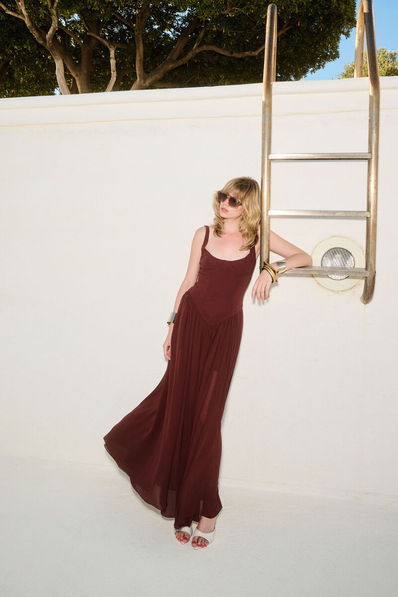Briann Drop Waist Maxi Dress in Chocolate Briann Drop Waist Maxi Dress in Chocolate
