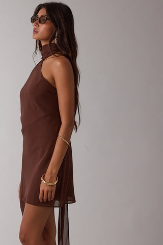 The Solene Scarf Neck Mini Dress