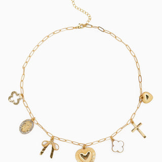 Heart Multi Gold Chunky Charm Necklace