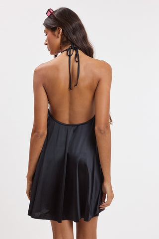 Bordeaux Belle Halter Mini Dress