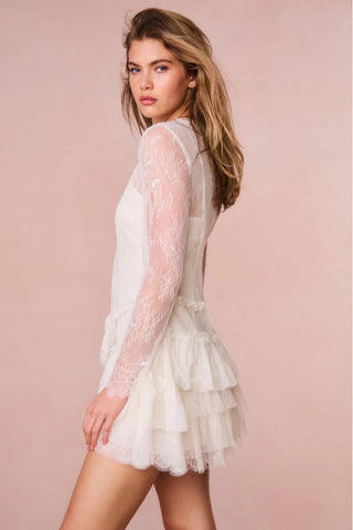 Amberleigh Lace Mini Dress in Ivory