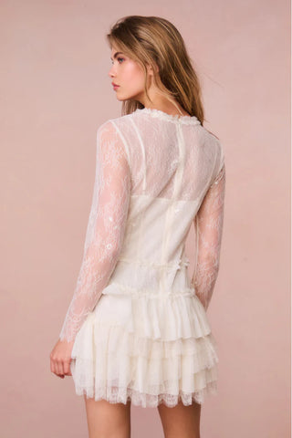 Amberleigh Lace Mini Dress in Ivory