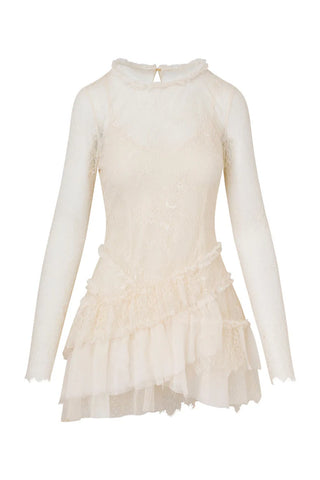 Amberleigh Lace Mini Dress in Ivory