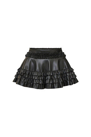 Loveshackfancy Audria Vegan Leather Skirt in Black