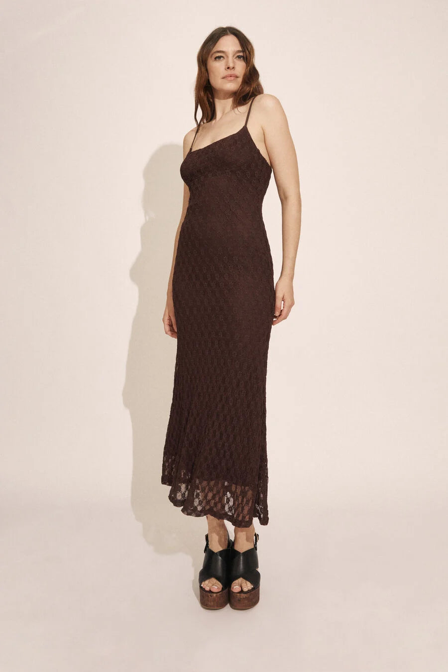 adoni mesh midi dress – Cattivo Think garden Primary color:Orchid /120gsm image-add-4/17/24 PS26322E 0 / Ivory