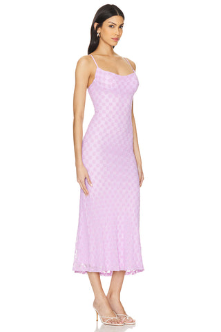 Adoni Mesh Midi Dress in Lilac