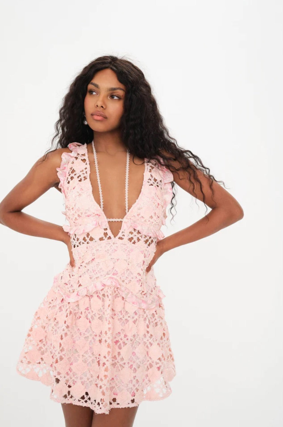 For Love & Lemons Alessia Mini Dress in Pink Cattivo For Love & Lemons Alessia Mini Dress in Pink Cattivo