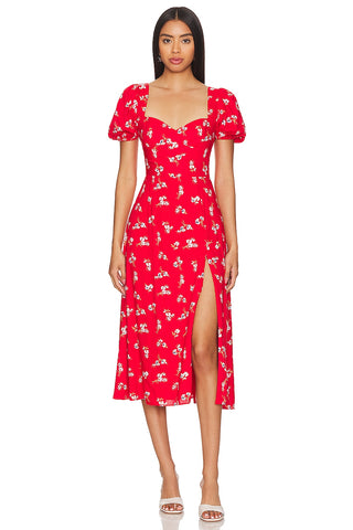 Bardot Gillian Midi Dress in Red Ditsy Floral