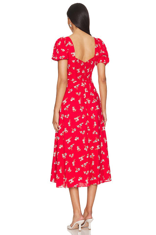 Bardot Gillian Midi Dress in Red Ditsy Floral