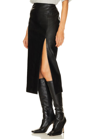 Bardot Dante Vegan Leather Midi Skirt