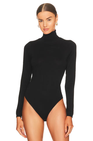 Bardot Katja Roll Knit Bodysuit in Black