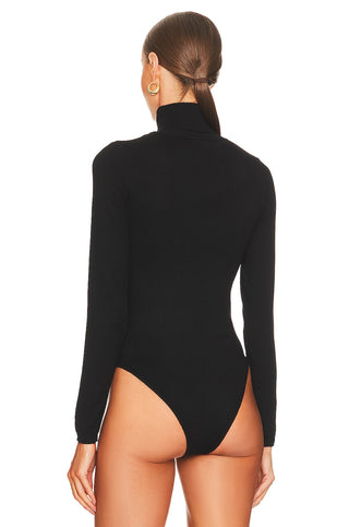 Bardot Katja Roll Knit Bodysuit in Black