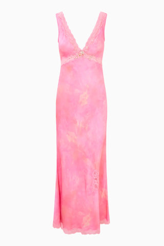 Bier Silk-Blend Midi Dress in Pink Ember