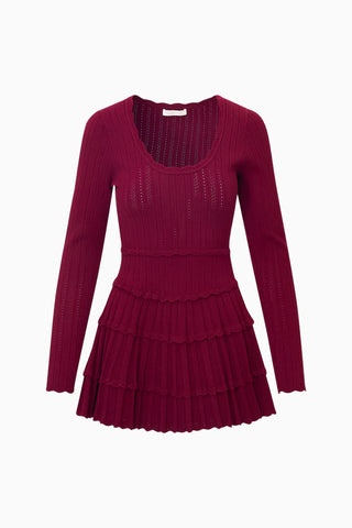 Lavender Stretch Pointelle Mini Dress in Spiced Berry