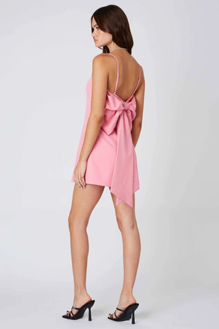 Oversized Bow Back Mini Dress in Pink