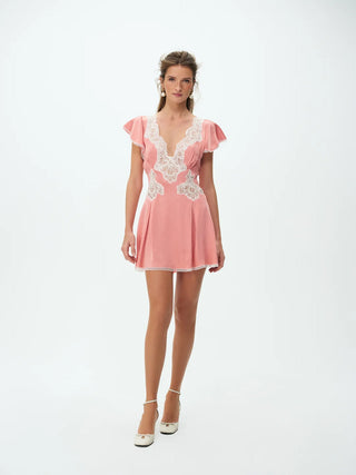 Luna Rose Mini Dress in Coral Pink