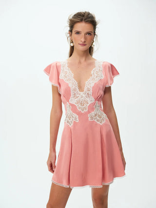 Luna Rose Mini Dress in Coral Pink