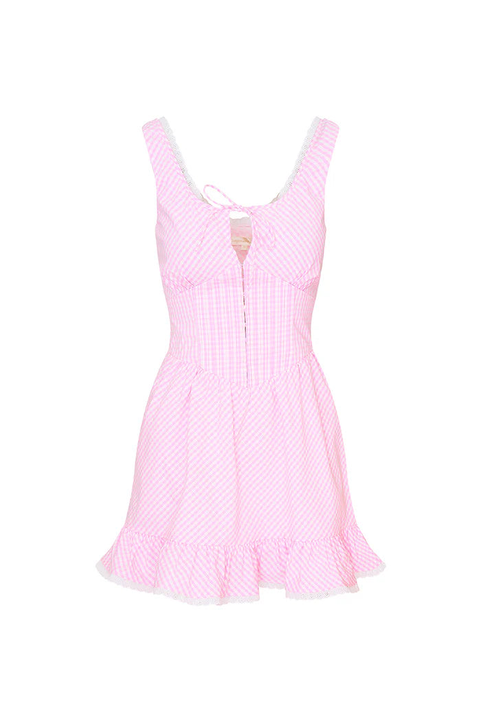 ceronne gingham cotton mini dress Ceronne Gingham Cotton Mini Dress