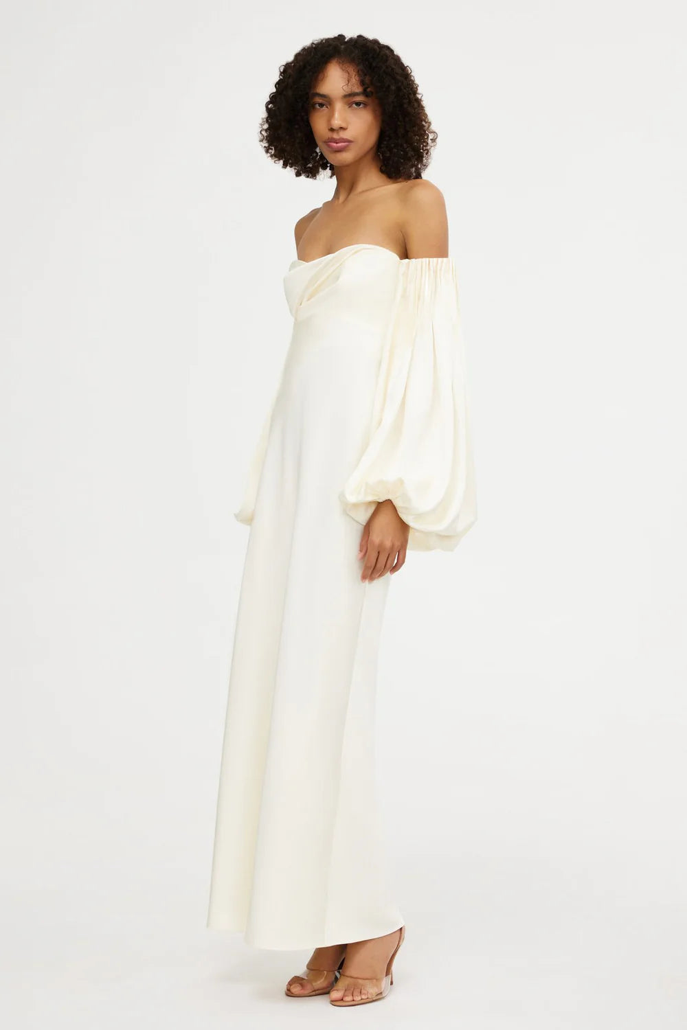 significant other danika long-sleeve off-the-shoulder satin maxi dress DANIKA OFF SHOULDER DRESS
