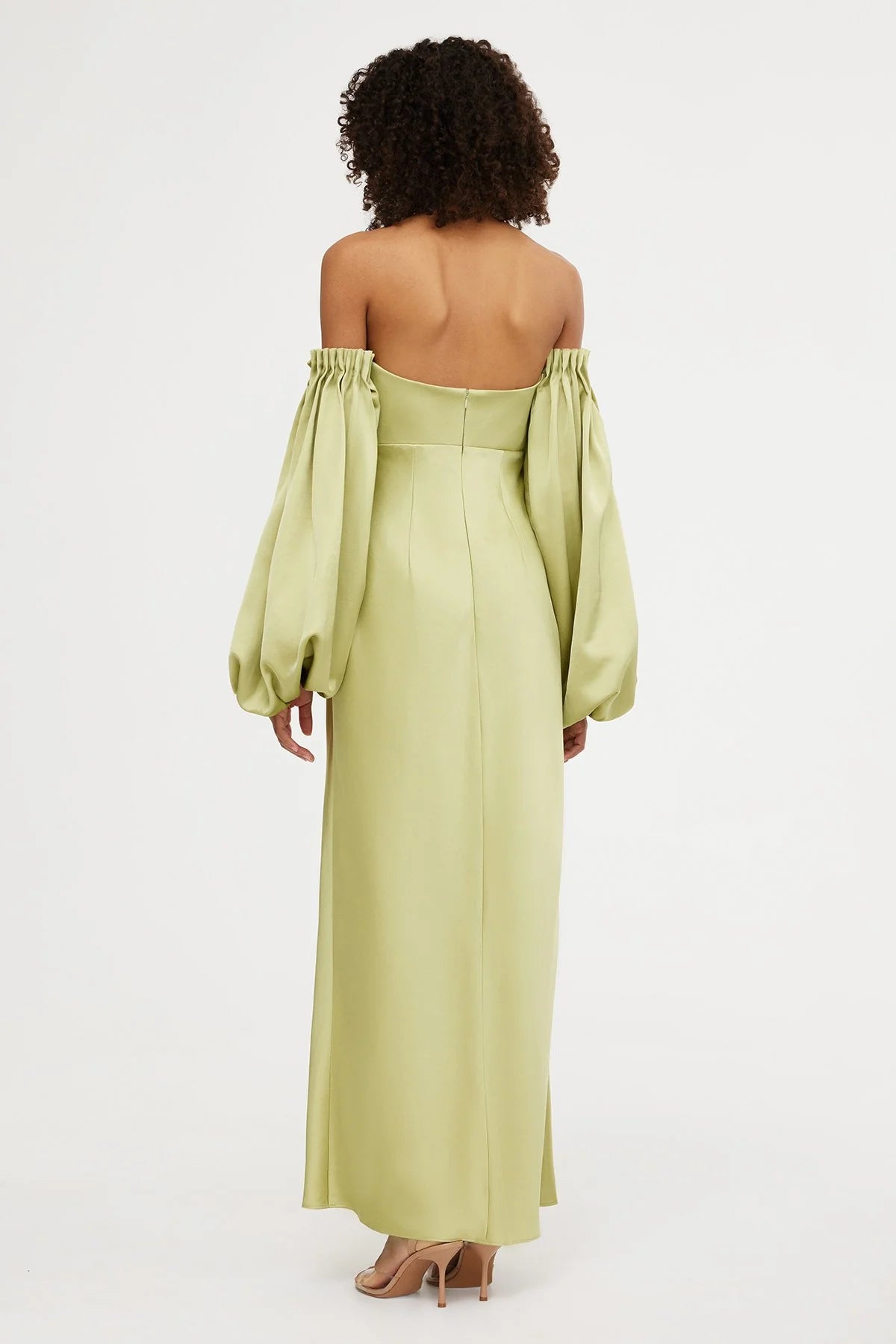 significant other danika long-sleeve off-the-shoulder satin maxi dress Significant Other Danika Off Shoulder Dress in Cream