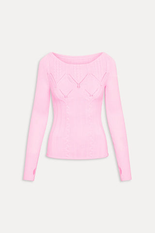 Cyprus Cloud Cable Knit Top in Pink Gem