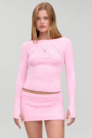Cyprus Cloud Cable Knit Top in Pink Gem