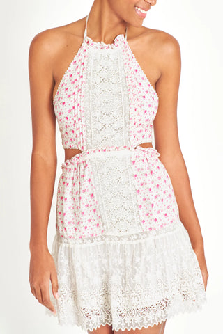 LoveShackFancy Shosha Strapless Tiered Floral-print Cotton-twill Mini Dress  - Off-white - ShopStyle