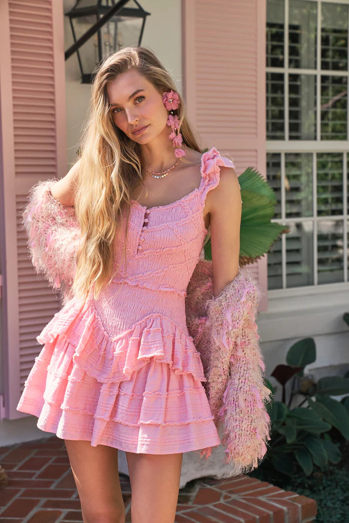 marsinia cotton smocked dress Loveshackfancy Marsinia Cotton Smocked Dress In Pink - 25% Off